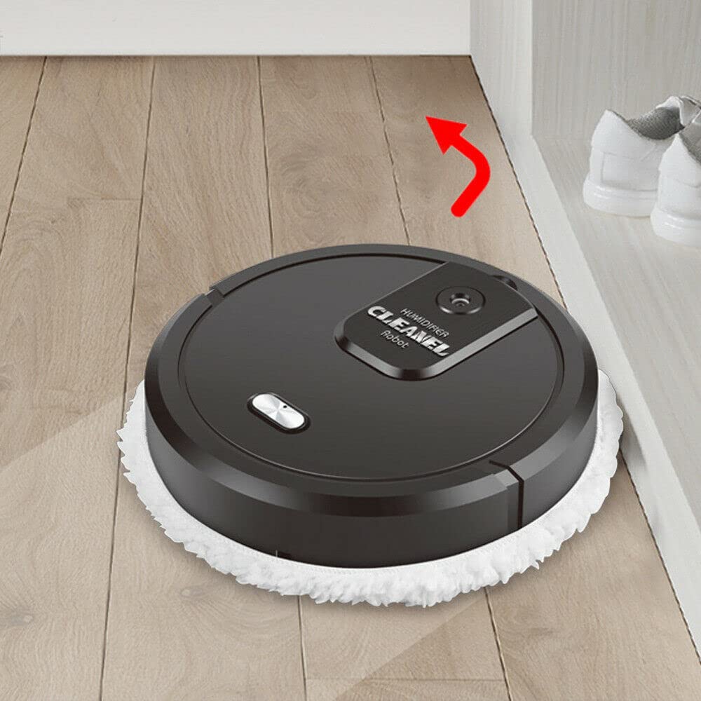 Robot odkurzający, automatyczny odkurzacz z funkcją wycierania na mokro/na sucho, inteligentny robot odkurzający, robot odkurzający do podłóg, drewna, marmuru, płytek ceramicznych (czarny)