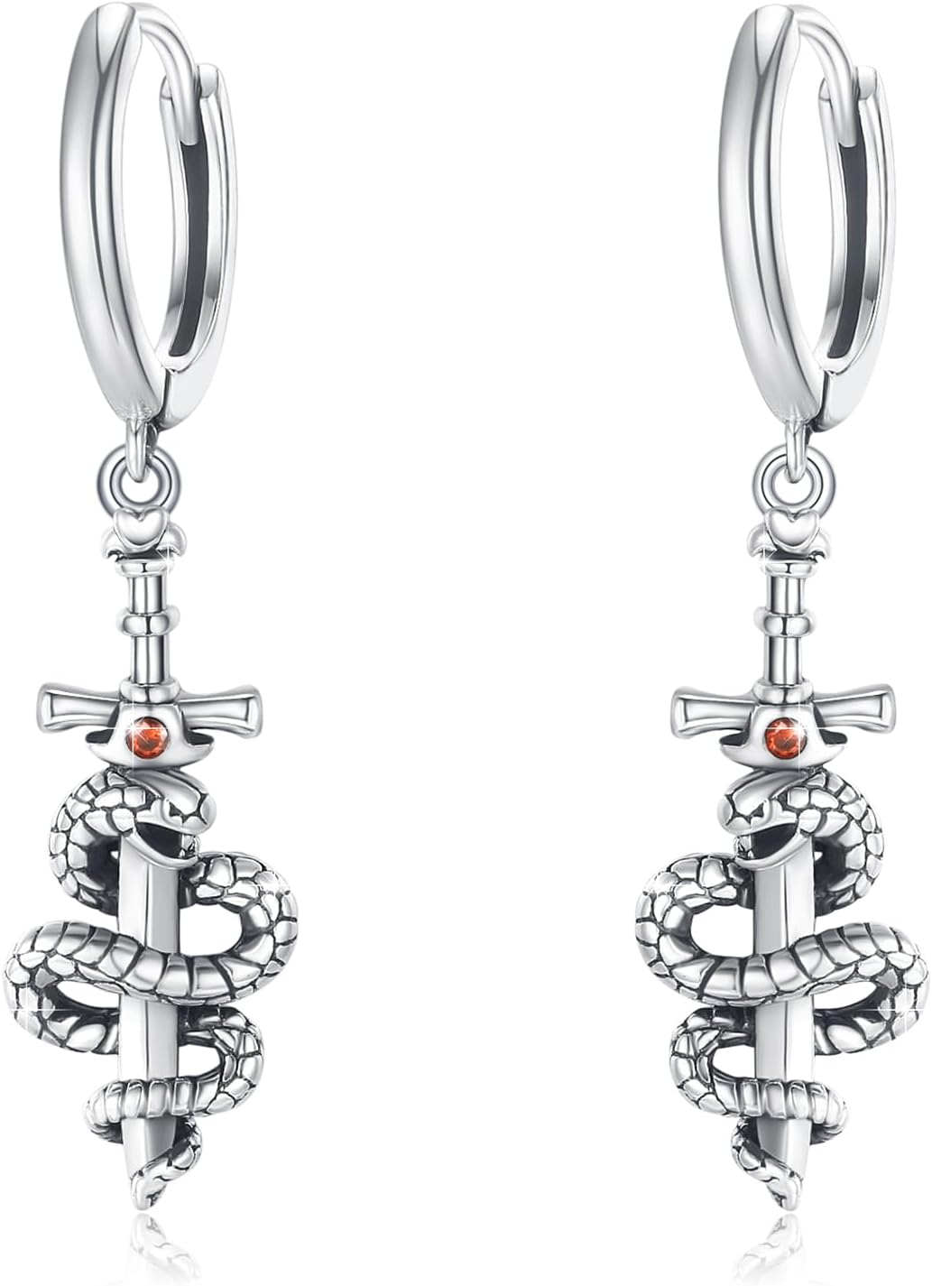 Snake Earrings for Women Men 925 Sterling Silver Vintage Snake Drop Earrings Pagan Amulet Jewelry Gifts for Women Men