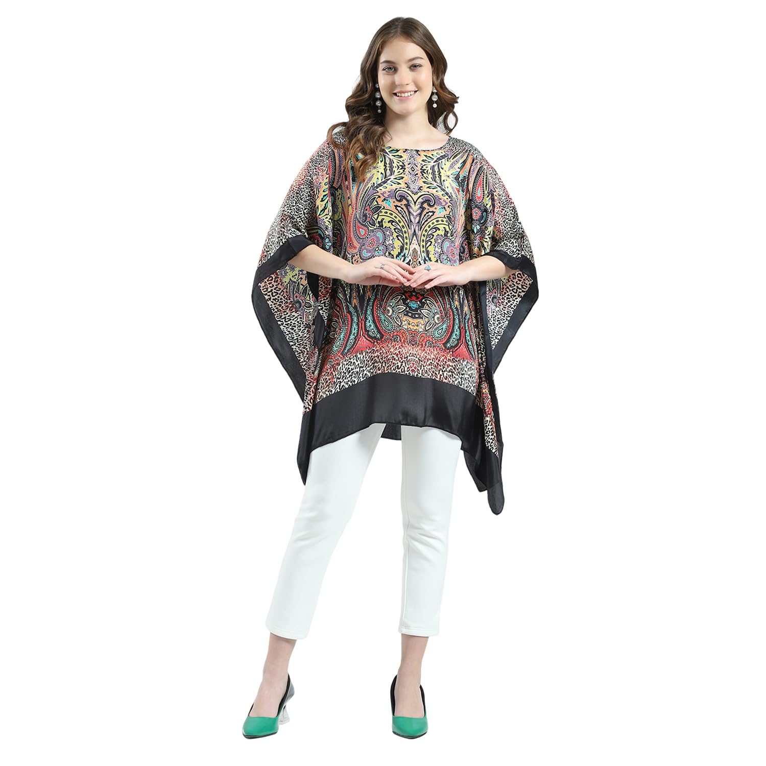 monte carlo Women's Printed Round Neck Poncho-picture-34