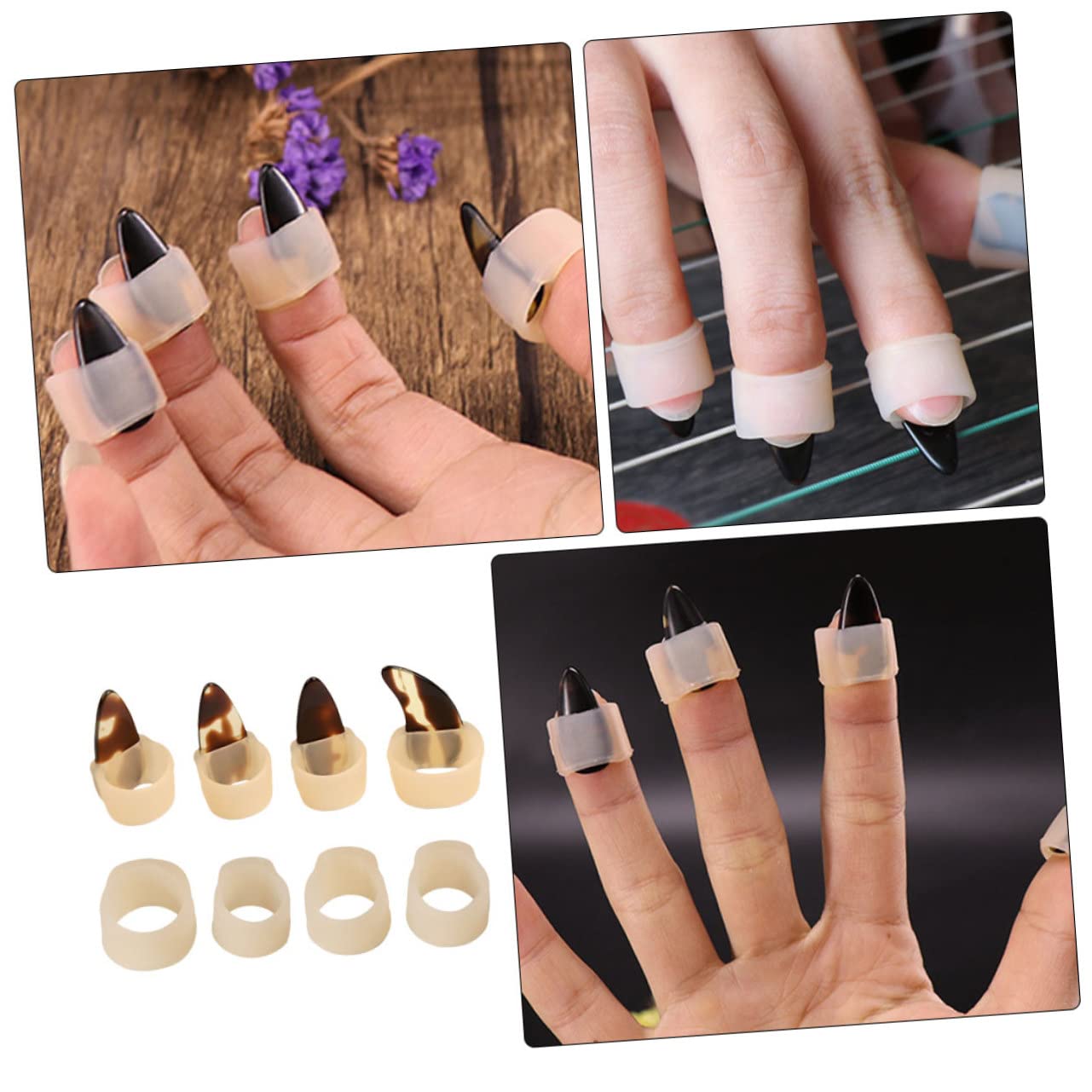 Toyvian 5st Guzheng Nagelset Fingerpicks Aus Metall Plektren Für E-gitarren Daumenpicks Aus Silikon Fingerpicks Aus Silikon Ukulelenpickel Gitarrenpicks Plektrum China Kieselgel Klein Kind