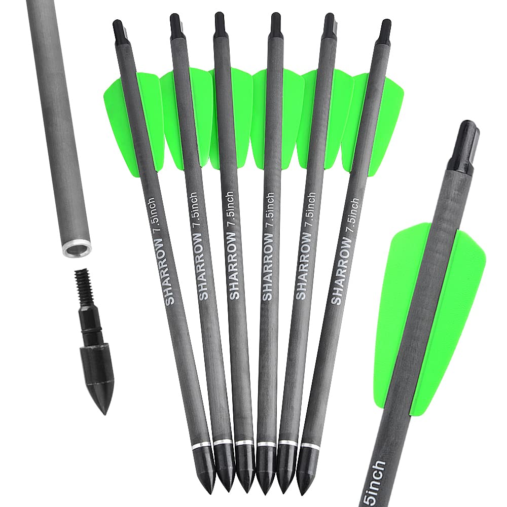 ARCHERY 7.5 Bulloni per balestra Frecce in carbonio SPine350 Fletched 2 Alette con punto di campo per tiro da caccia con arco all'aperto 6/9/12/20 18 ARCHERY 7.5 Bulloni per balestra Frecce in carbonio SPine350 Fletched 2 Alette con punto di campo per tiro da caccia con arco all'aperto 6/9/12/20 18