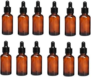 12PCS 10ml Empty Portable Amber Glass Dropper Bottles Essential Oils Cosmetic Sample Jar Pot Container with Glass Eye Dropper for Essential Oils Chemistry Lab Chemicals Colognes Perfumes