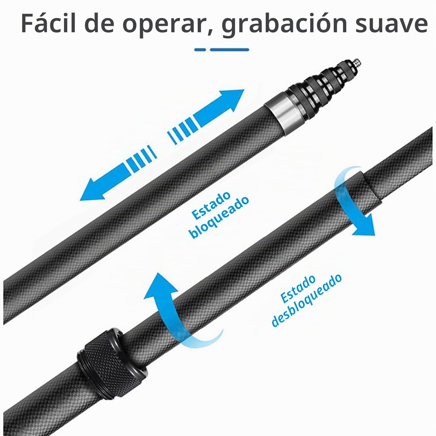 Selfie Stick, Palo Selfie Invisible 3m, Palo para Selfies de Fibra de Carbono, Cámara de Movimiento Selfie Stick, para Insta360 X3/X5/ONE RS/GO 2, Incluye Funda de Transporte (Plateado)