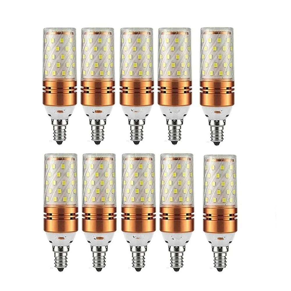 YSJX lighting, Paquete de 20, bombilla Led tipo vela de maíz AC220V 16W/12W E27/E14 SMD2835, lámpara decorativa for el hogar sin parpadeo Bombillas para el hogar(Warm White 16W,E14)