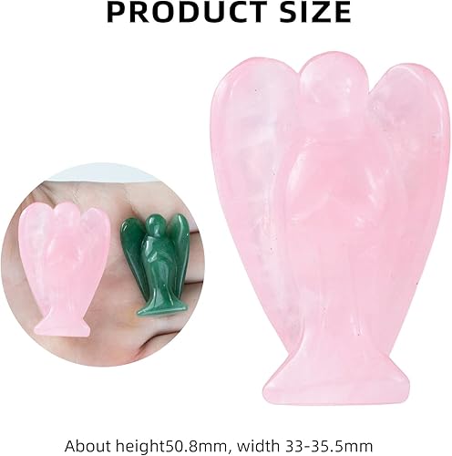 Miniatura 2 de Ouubuuy Figura de ángel de bolsillo de cristal opalita de 2 pulgadas, piedras preciosas naturales y ángel de la guarda de cristal, regalos para