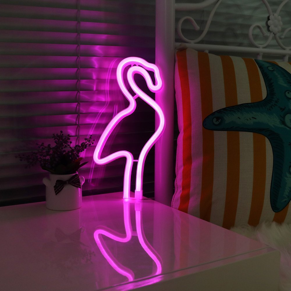 XIYUNTE Flamingo Neon Sign, Pink Neon Light Signs for Wall Decor