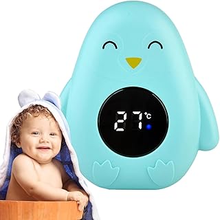 Baby Bath Temperature Meter, Penguin Shape Bath Temperature Meter, Baby Bath Temperature Meter with Led Display, Water Temperature Meter for Baby Bath (Blue)