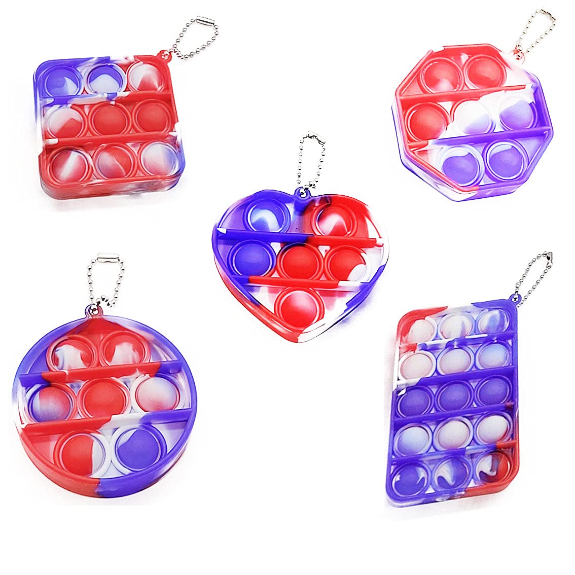 5Pcs Mini Simple Dimple Fidget Toy Stress Relief Hand Toys Keychain Toy Bubble Wrap PopAnxiety Stress Reliever Office Desk Toy for Kids Adults Fidget Toys (Gradient)