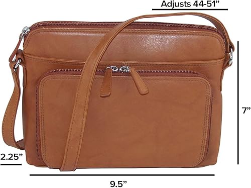 Miniatura 5 de CTM Bolso bandolera de cuero para mujer con organizador lateral