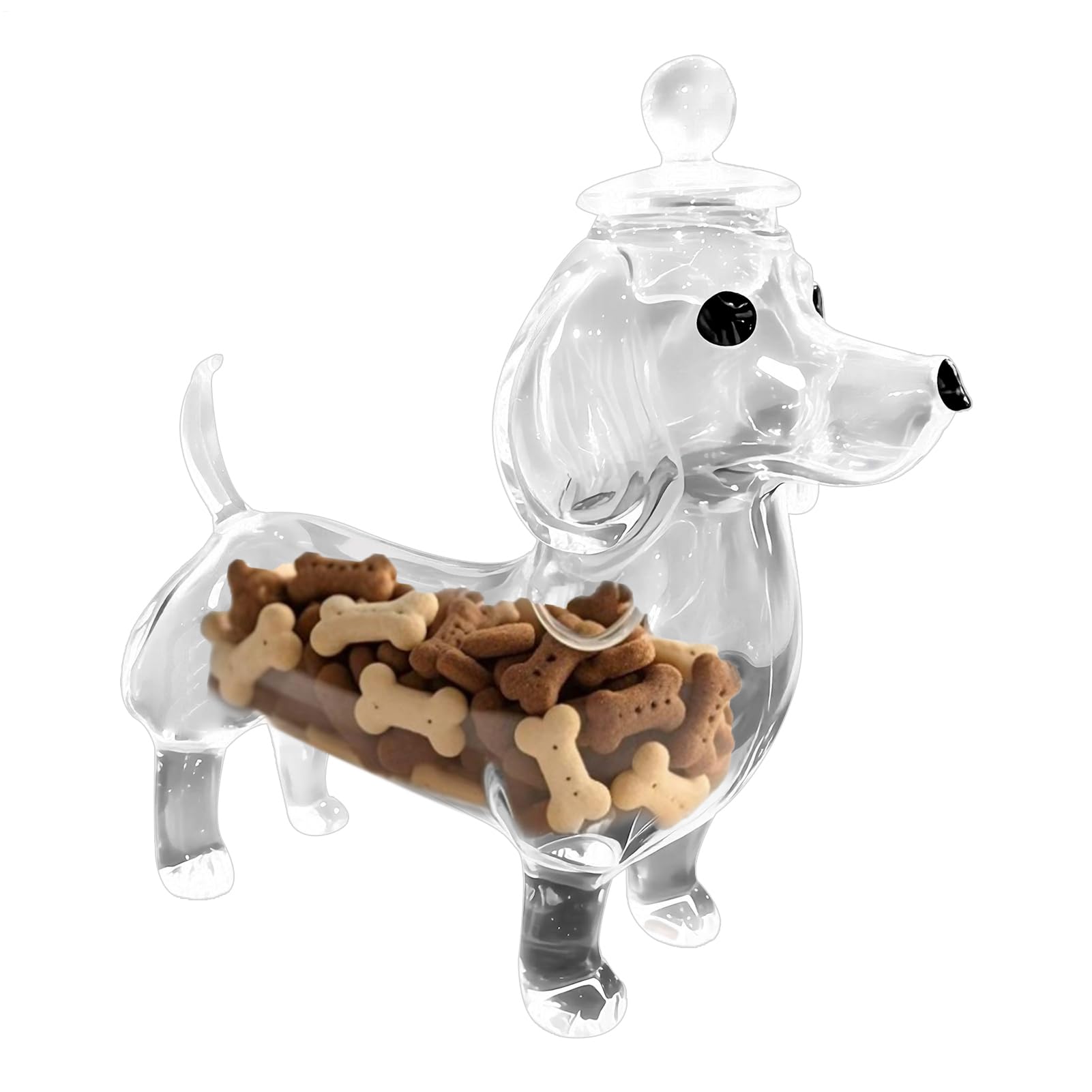Dachshund Snack Jar Glass Candy Jar With Airtight Lid Dachshund Cookie Container Clear Glass Dog Treat Container Dispenser For Pets Cookie, Biscuits, And Meat Strips, For Indoor Use, Outdoor Trips
