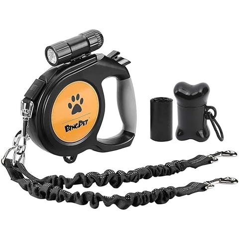 BINGPET Retractable Dog Lead 8m with Detachable Flashlight and Poop Bag Dispenser, Dog Extension Lead Heavy Duty for Small Medium Large Dogs up to 100lbs Cover