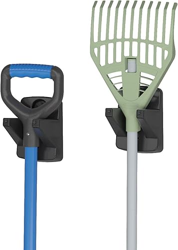 Miniatura 6 de Suncast Paquete de 2 organizadores de herramientas de gancho para montaje en pared, sistema de estante al aire libre para almacenamiento de garaje,