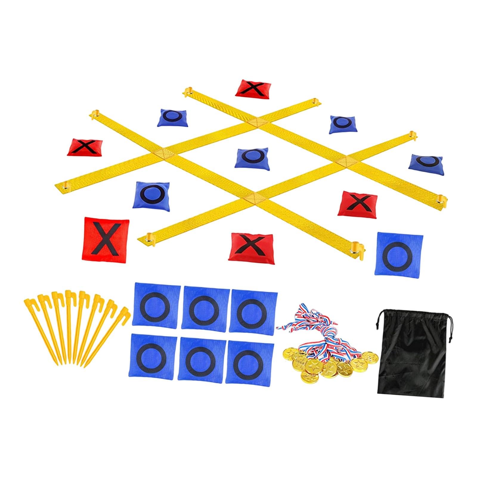 Tic Toe Juego Bolsa Lanzamiento Set Lanzamiento Objetivo Sandbag Juguetes Exterior Nylon Seguro Adecuado para Niños Adultos Juegos Familiares, Tres en Raya Amarillo