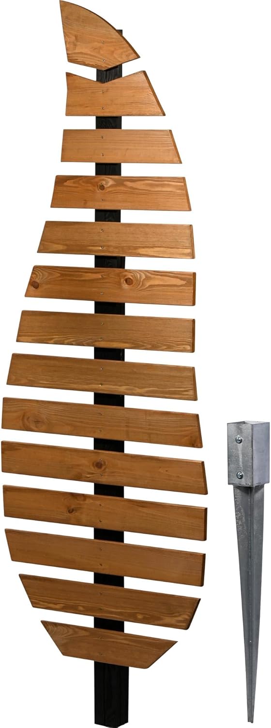 dobar® Green Label Trellis Complex in Leaf Shape Two-Tone Wooden - Standing Trellis with Stake for Garden - Plant Support for Climbing Plants