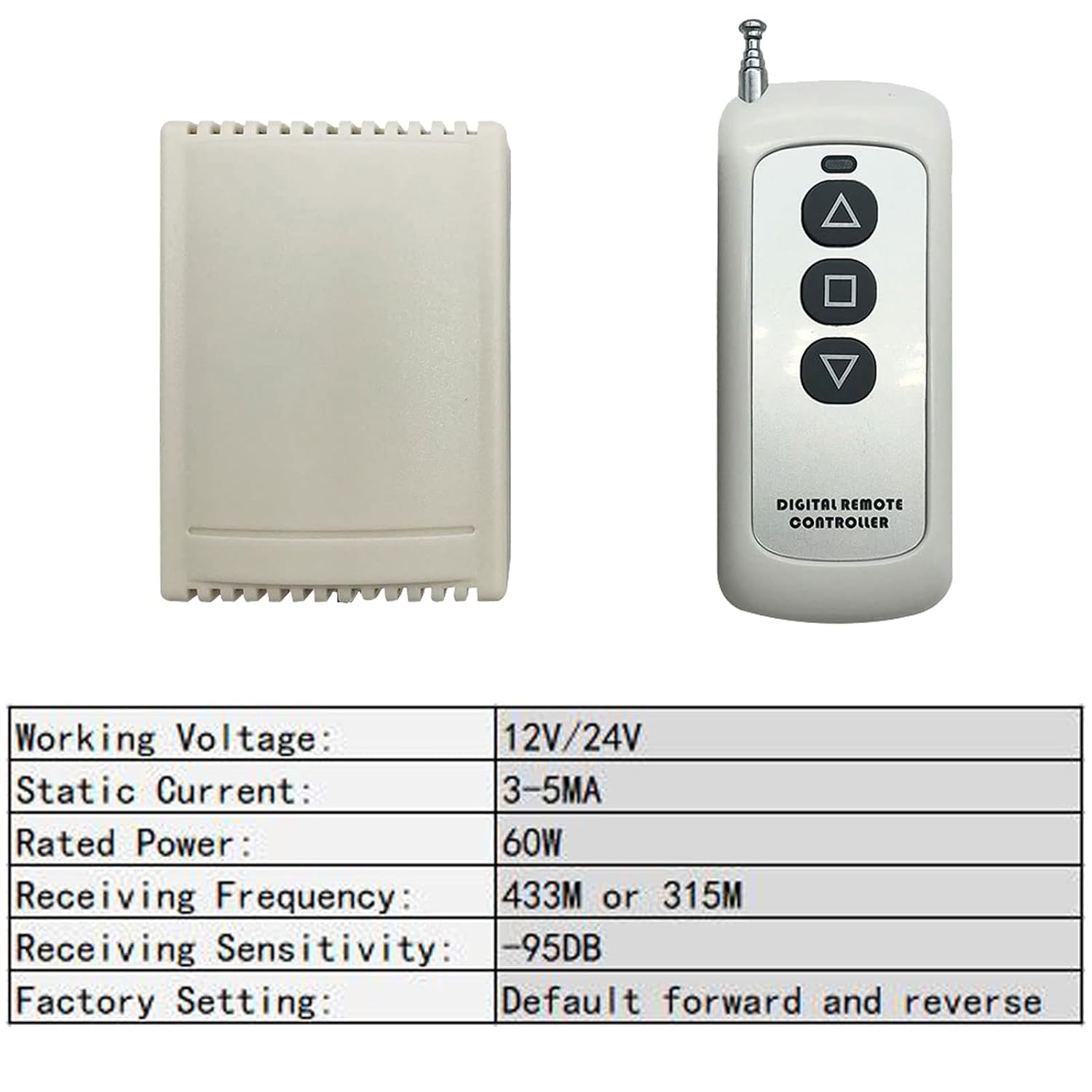 Forward Reverse Switch Working Voltage 12V/24V, Remote Control Switch Current Rating 5A, Remote Control Distance 230ft,for 12V/24V Linear Actuator