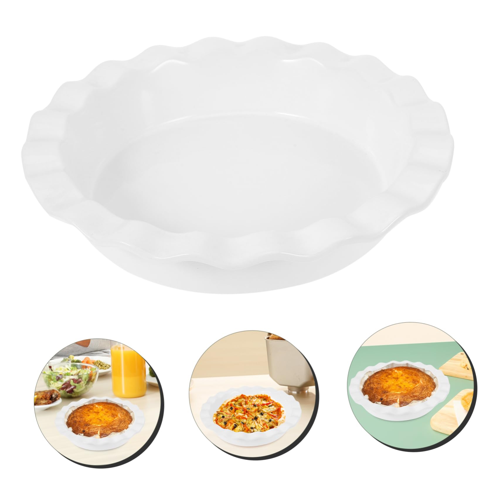 Teglia Rotonda da Forno in Ceramica Bianca, 1 Pezzo