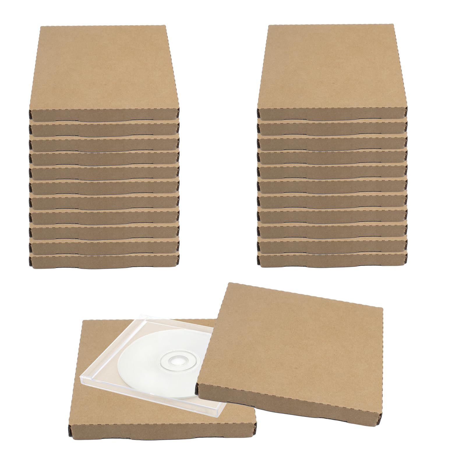 Pack of 25 CD Mailer Envelopes, CD Shipping Packaging, DVD Storage Box, Suitable for Standard DVD Boxes, Protects Against Scratches and Damage, 126 x 145 x 12 mm