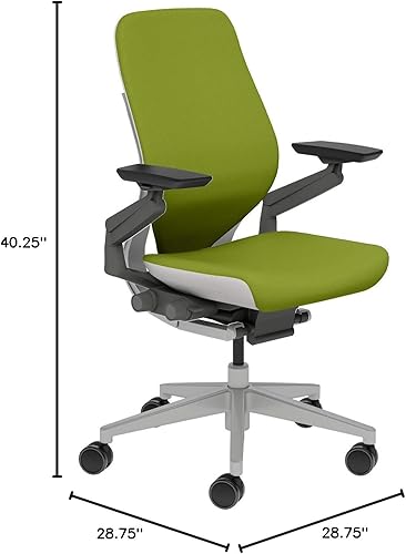 Miniatura 3 de Steelcase Silla de trabajo gestual respaldo envuelto - marco metálico platinadobaseacento de gaviota - soporte lumbar ajustable - ruedas de suelo