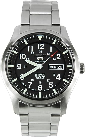 Seiko SNZG13J1 Automatic Mens Watch, Black, Made in Japan