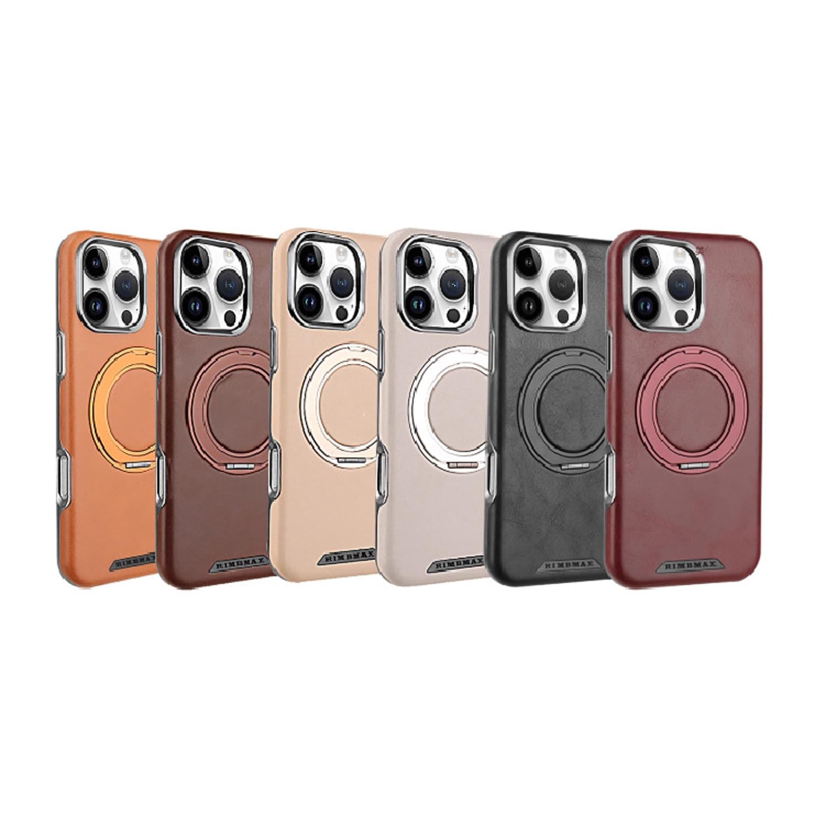 Orange,16 Pro, Handyhülle Leder Für iPhone 16 Pro Max/16 Pro/16 Plus/16, Magnetisch Ring Ständer Drahtloses Aufladen Hülle Anti-Fingerabdruck
