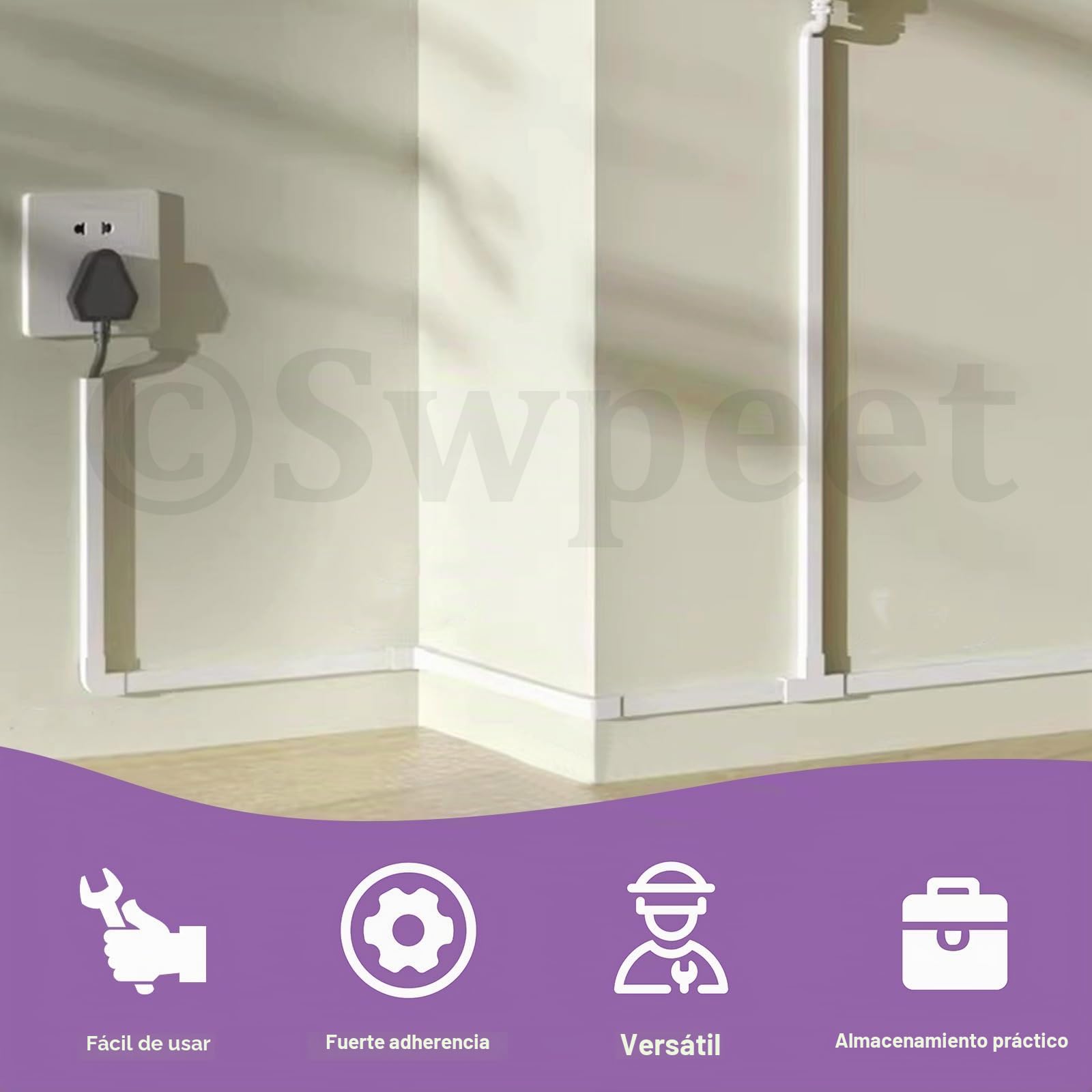 Swpeet 22 piezas de 10 x 0.95 pulgadas de ancho x 0.55 pulgadas de alto, kit de ocultación de cables, cubierta de ocultación de cables para cables en TV montada en la pared