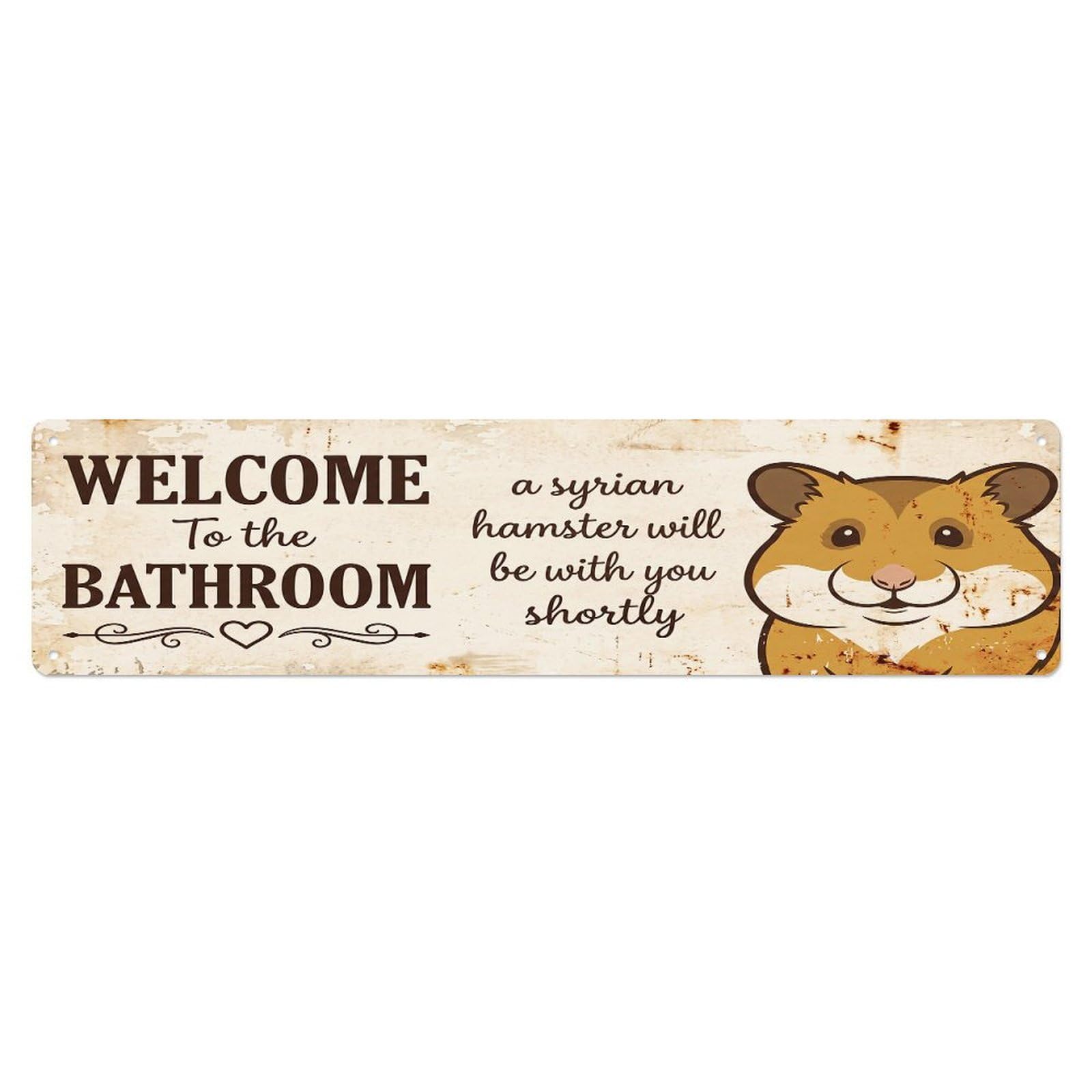 Vintage WELCOME To The BATHROOM Syrian Hamster Metal Tin Sign