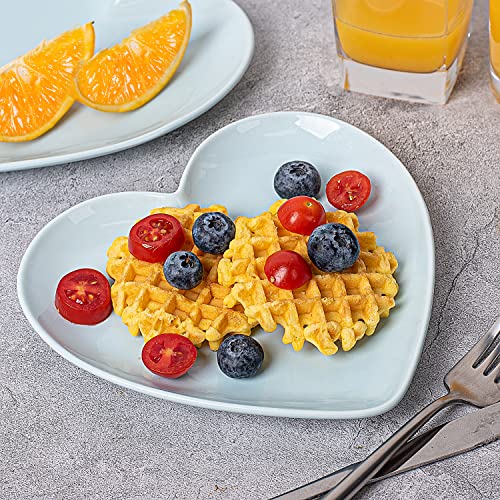 Delling Heart Shaped Porcelain Dessert Salad Plates​- Set Of 6, Turquoise 7.3 Inch Appetizer Plates, Ceramic Dinner Plates Heart Serving Dishes For Snacks, Pasta, Steak, Thanksgiving & Christmas Day​ #TOP3