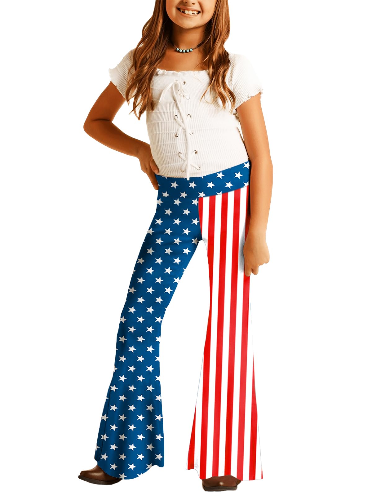 Deerose Girls Bell Bottom Flag Pants