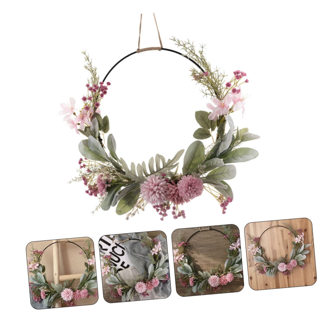 DECHOUS 2pièces Couronne Décorative Fleurs Artificielles Guirlande Élégante pour Mariage Et Événements Festifs Décoration Murale Et Accroche Porte