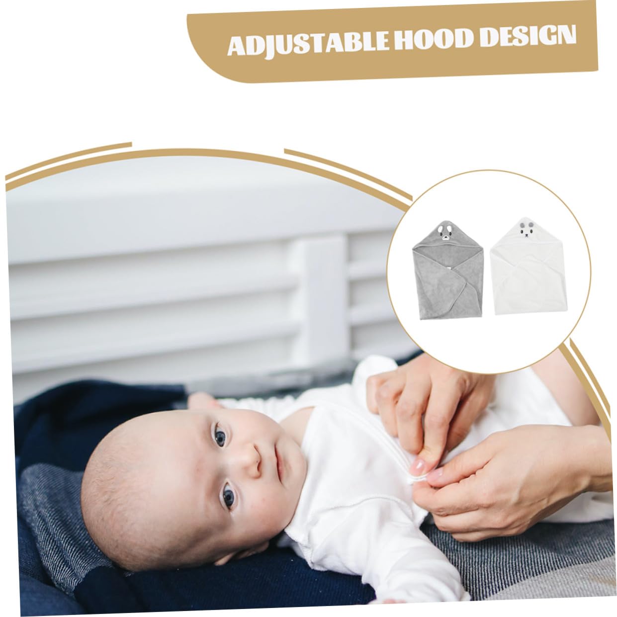 Lot de 2 Serviettes de Bain à Capuche pour Bébé, Serviettes en Coton Ultra-Doux, Grosse Taille Absorbante, Couleurs Blanche et Grise, Cape de Bain pour -né et Tout-Petit