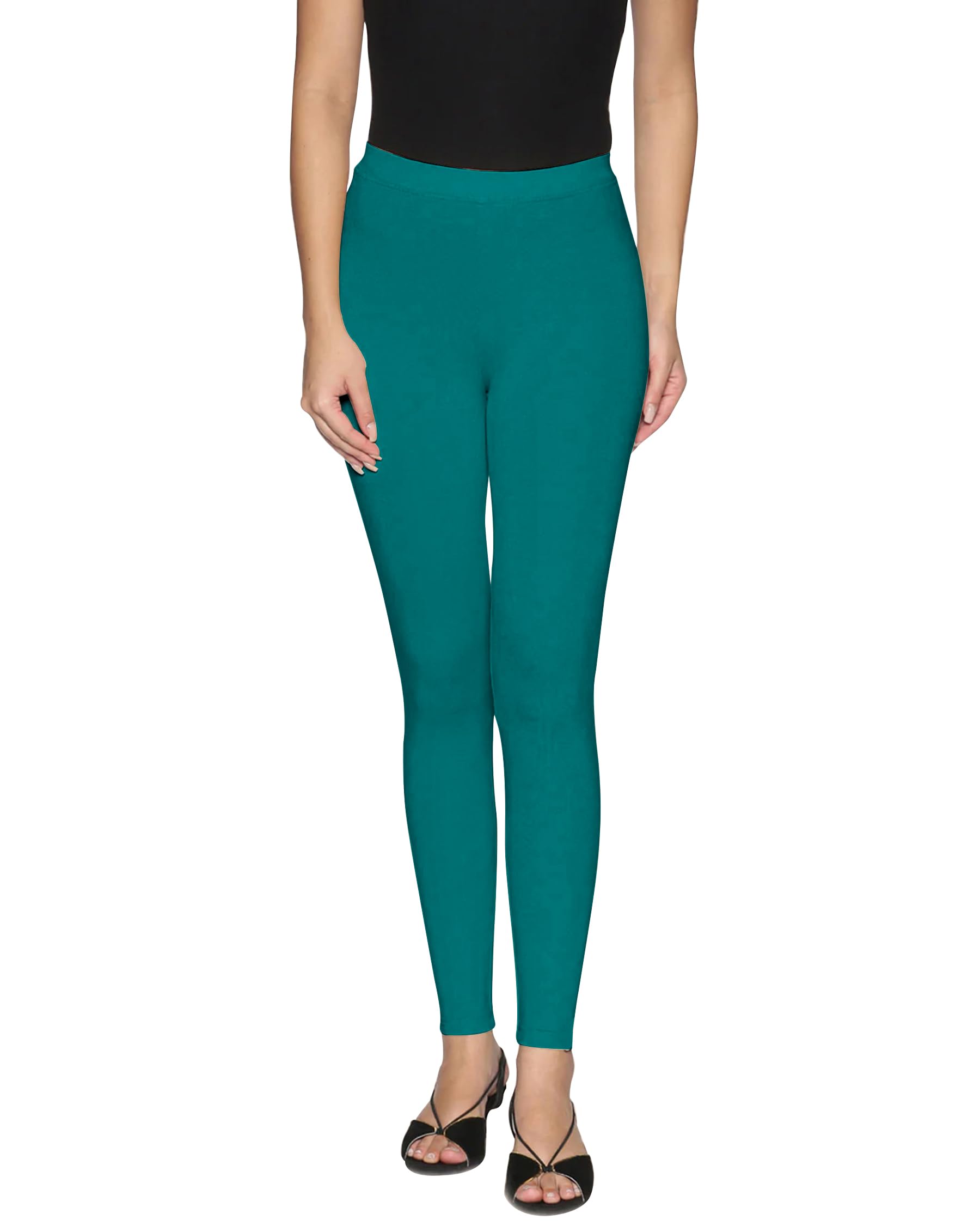 Tailored Cut & Classic Fit Stretchable Solid Premium Cotton Fabric | Mid-Waist | Fashionwear | Ankle Length Leggings for Women-image-33