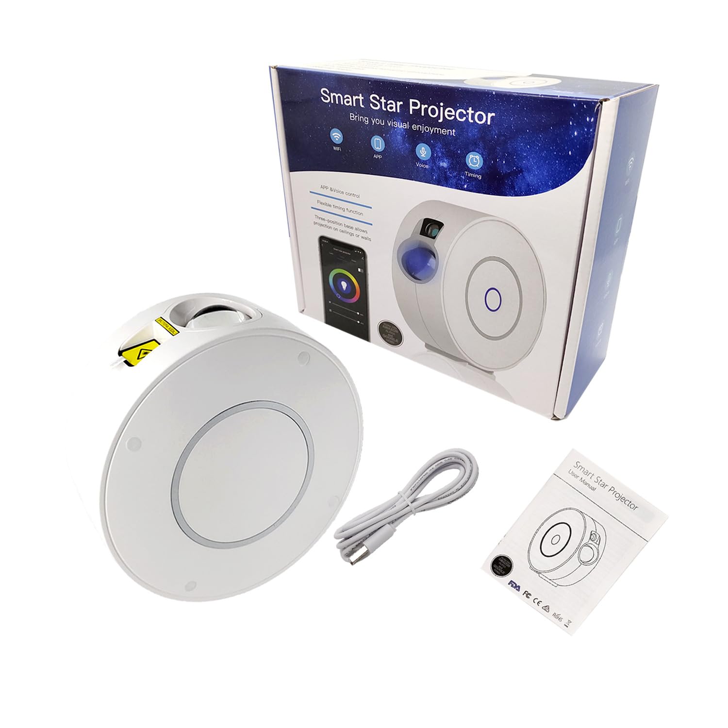 Inteligentny projektor gwiazd WiFi, lampka nocna LED, gwiaździste niebo, praca z Alexa, aplikacja i sterowany głosem, do pokoju gier, sypialni, kina domowego, dekoracja, prezenty walentynkowe
