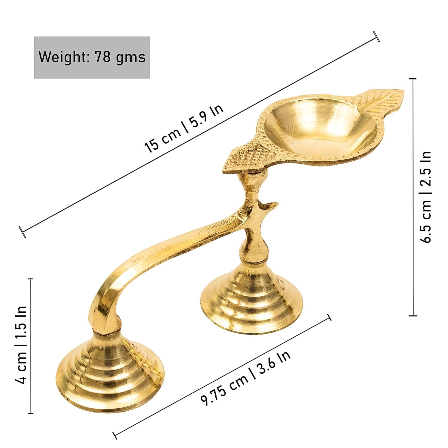 Putrika Brass Karpoor|Kapoor Diya Deepam Burner Karpuram Arati|Aarti|Arthi| Arti | Arathi|Aarathi Stand for Dhoop Puja|Pooja Room|Puja Item for Temple & Festives|Ek Mukhi Deepam - Single Face Diya 1
