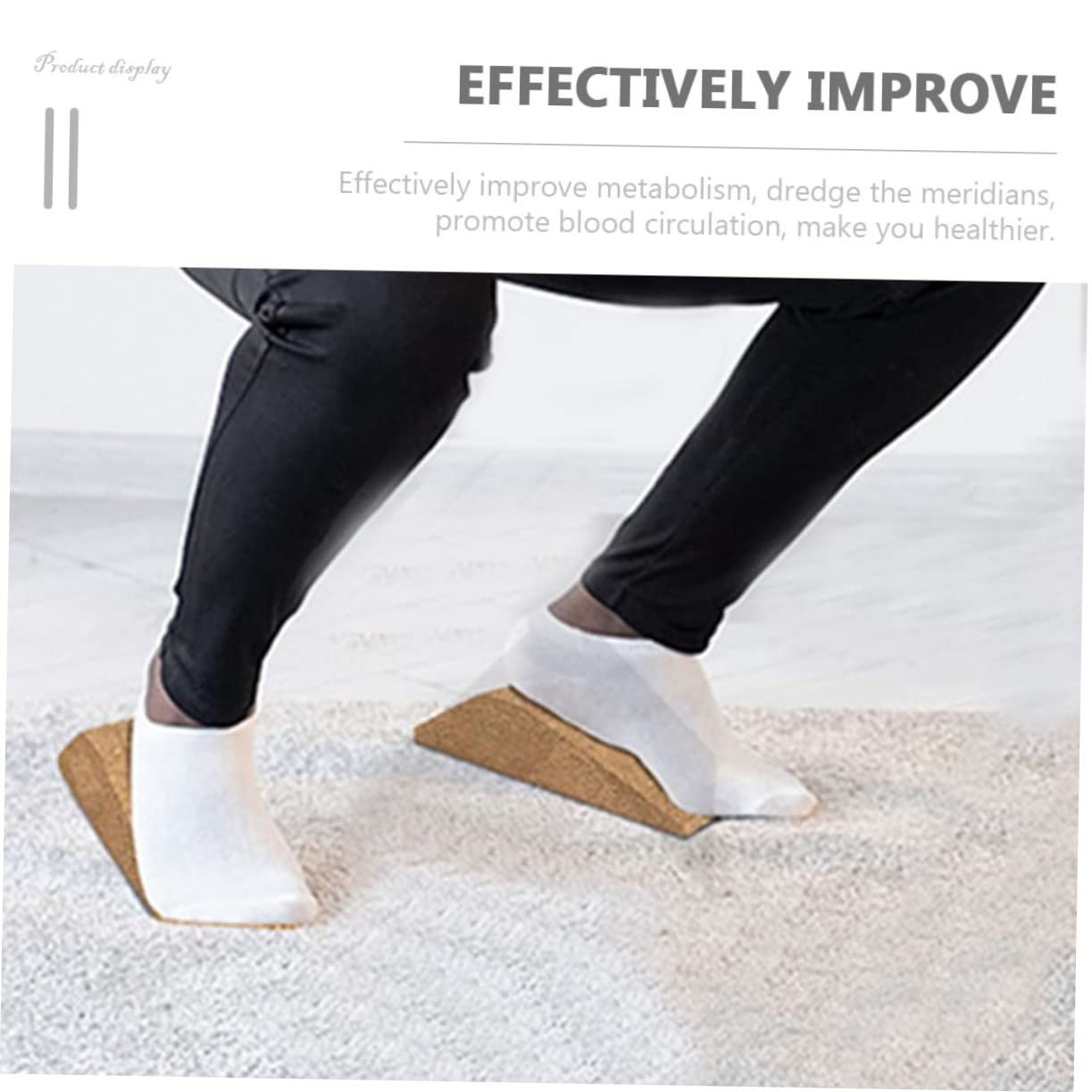 Totority Cork Yoga Block Non Slip for Deep Squat Calf Stretching Incline Board Foot Calf Ramp for Balance Natural Color