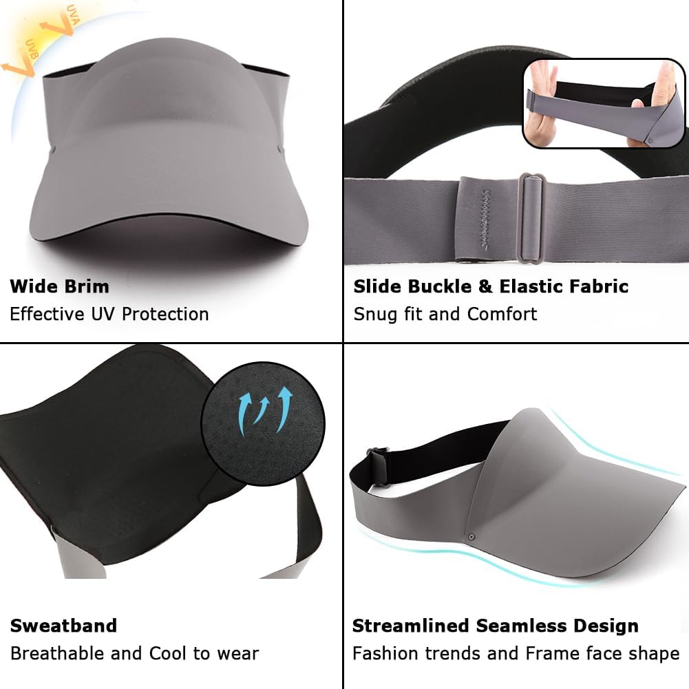 Bella Hair Kids Visor Sun Hat – Adjustable Summer UV Protection Sports Visor Cap for Boys Girls Toddler, Foldable to Travel