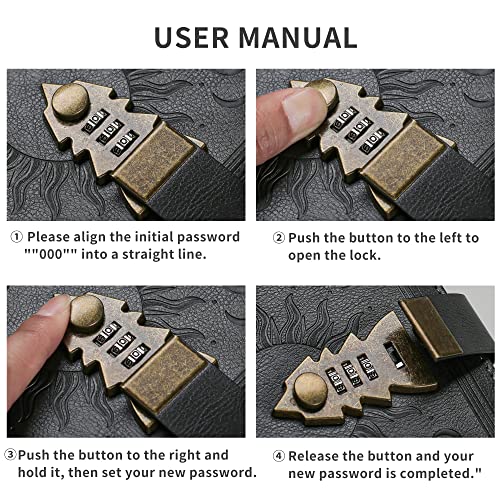 ZXHQ Diário Lock para mulheres e homens com caneta, diário A5 de 240 páginas com cadeado, cadernos d