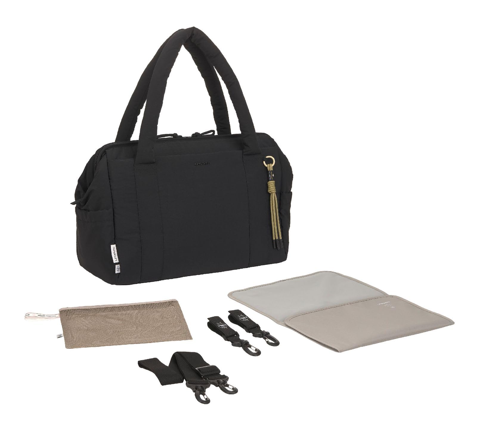 LÄSSIG Wickeltasche Schultertasche mit Laptopfach Yula Weekender Black schwarz