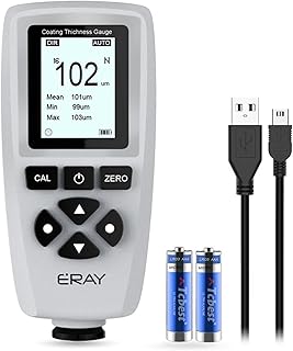 ERAY Mil Thickness Gauge, Coating Thickness Gauges, Paint Depth Gauge Meter with Backlight LCD Display for Car Automotive, Limit Alarm/Data Storage/Export Data/PC Software Analysis (Grey)