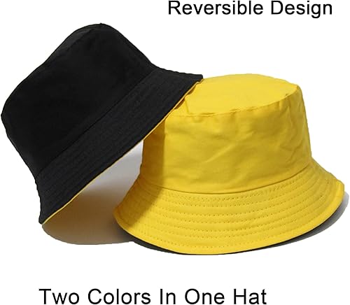 Miniatura 48 de PFFY Bucket Hat for Women Men Cotton Summer Sun Beach Fishing Cap Negro/Rojo (reversible)