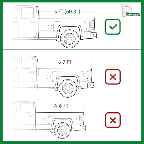 Miniatura 2 de Perfit Liner Cubierta enrollable suave para caja de camioneta compatible con Toyota Tacoma 2005-2015 con riel lateral Fleetside de 5 pies color negro
