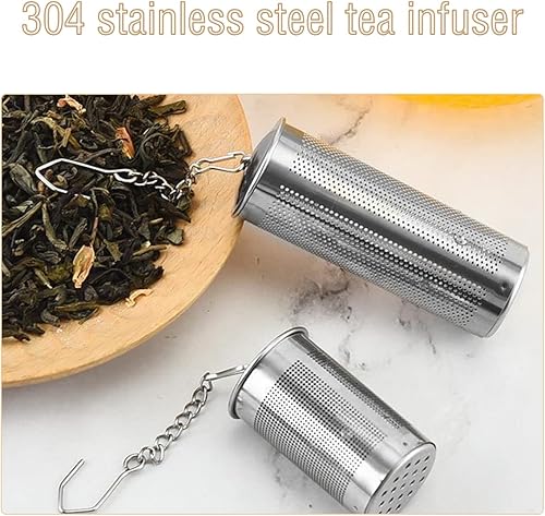 Miniatura 2 de HyzaPhix 4 coladores de té de acero inoxidable con gancho de cadena extendido filtro de té de malla fina para té de hojas sueltas especias y