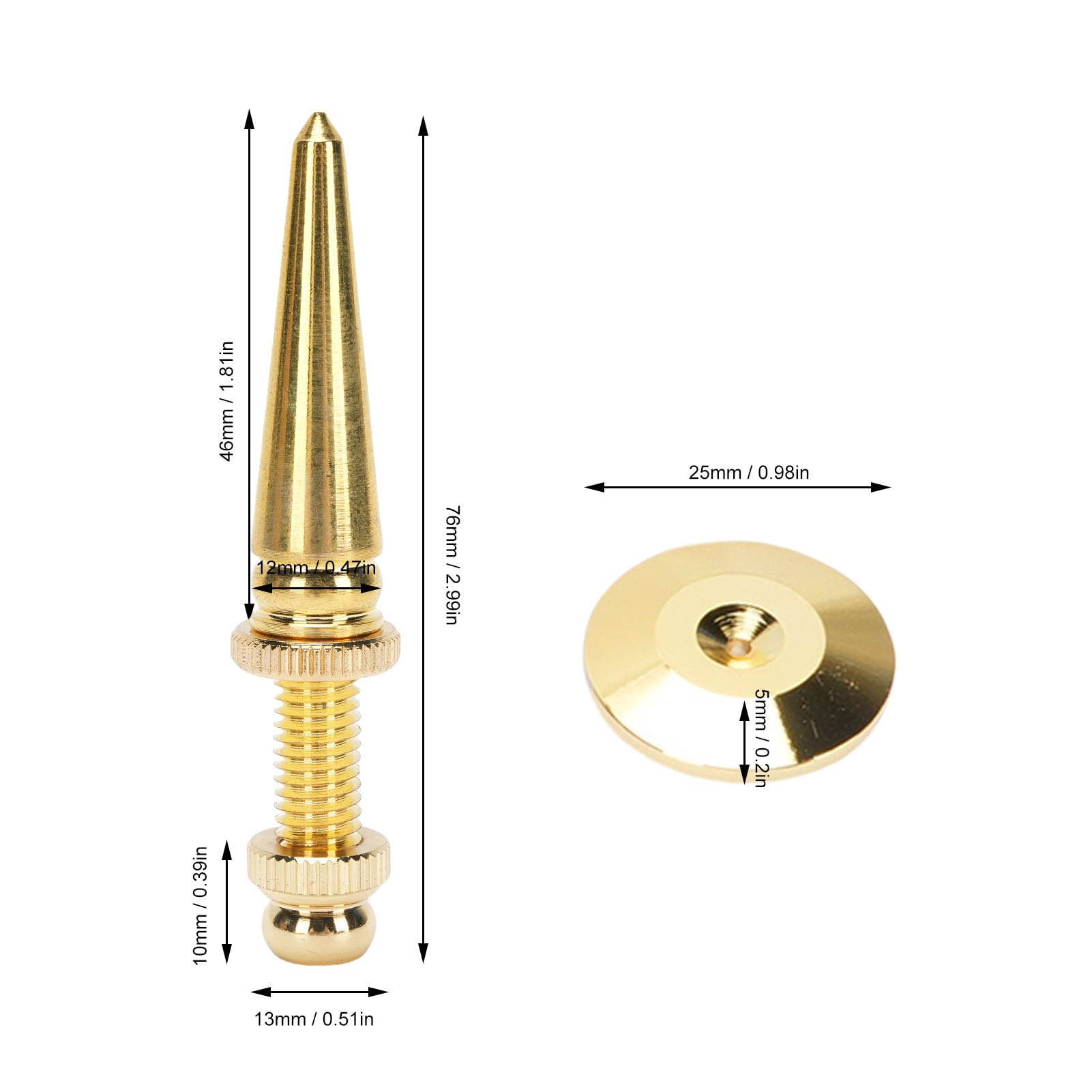 lyrlody Picchi per Altoparlanti Set di Piedini Isolanti in Rame 8 Pezzi Altezza Regolabile con Cuscinetti di Base per Subwoofer e Giradischi Controllo delle Vibrazioni per Altoparlanti Amplificatori
