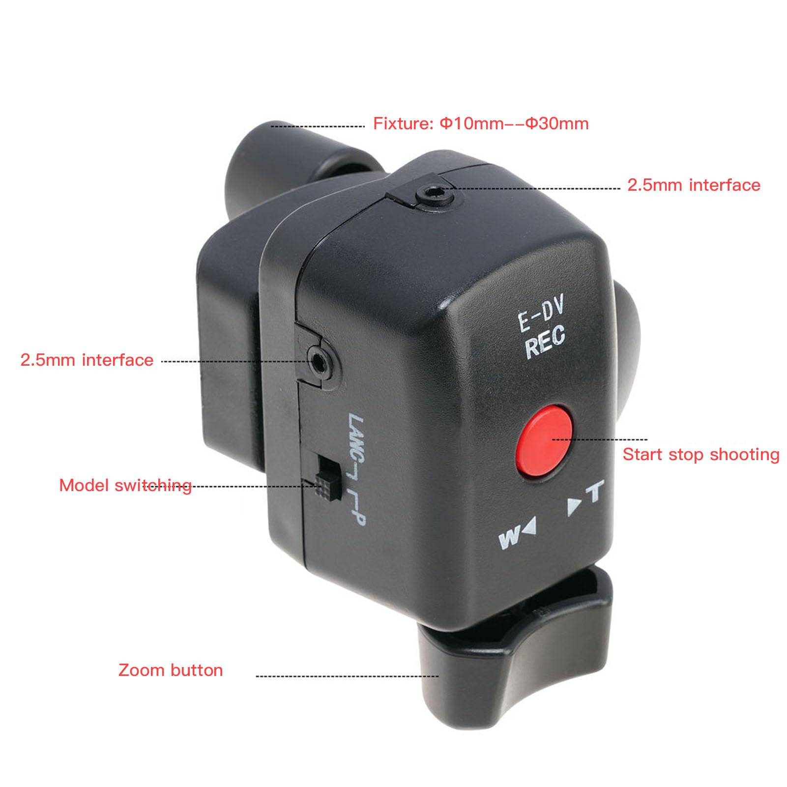 Kontroler Zoomu Lanc, Kontroler Zoomu Kamery z Kablem Terminala 700 Mm 2,5 Mm, Nagrywanie Wideo i Zdalne Sterowanie Zoomem dla 190P 150P 198P VX2000E 2100E 2200E itp.