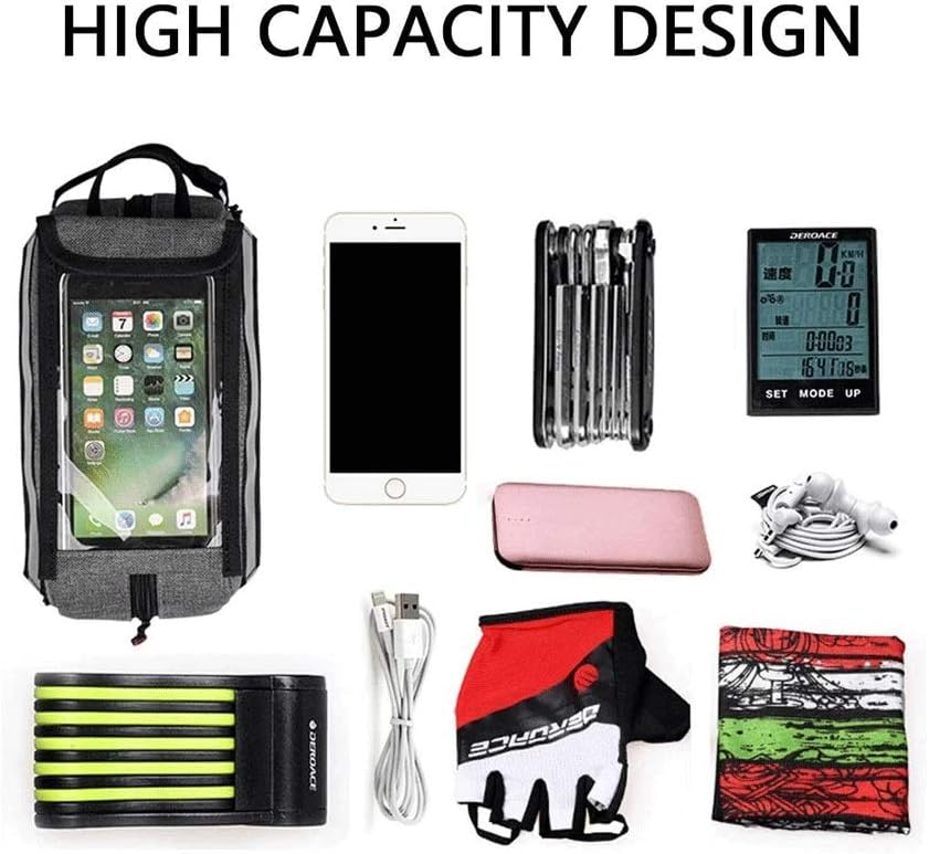 6.4 inches Permanent Bike Bag Front Beam Bag Mountain Bike Saddle Bag Waterproof Large Capacity Biking Equipment Bike Touch Mobile Bag