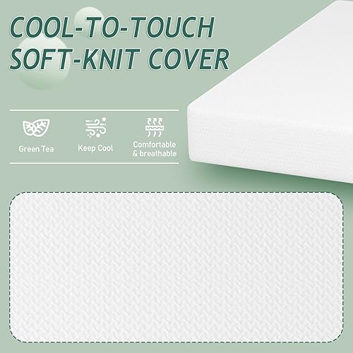 Miniatura 5 de PayLessHere Colchón individual de 10 pulgadas, de espuma viscoelástica de té verde, certificado CertiPUR-US, colchón de firmeza media, funda suave
