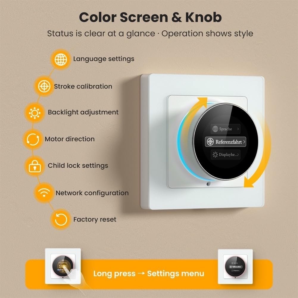 Pomo de cortina WiFi, pantalla LCD de luz RGB, control de voz por
