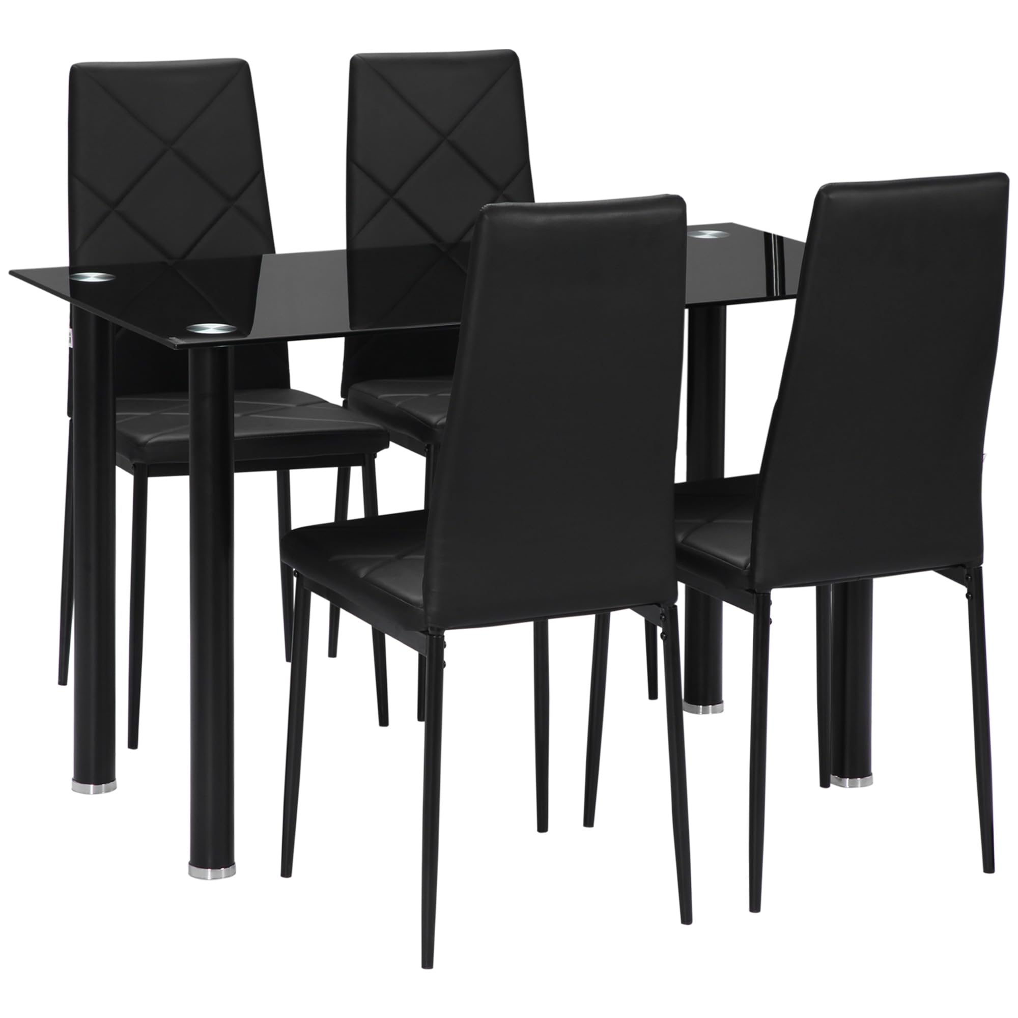 HOMCOM Ensemble de Table à Manger avec 4 Chaises, 5 Pièces Cuisine, Noir