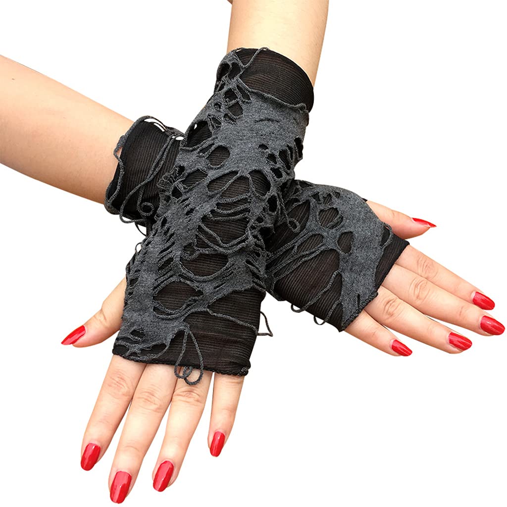 1 Pair of Punk Fingerless Gloves Women's Fingerless Gloves Gothic Rock Gloves Costume Polyester Clothes Accessories-image-2