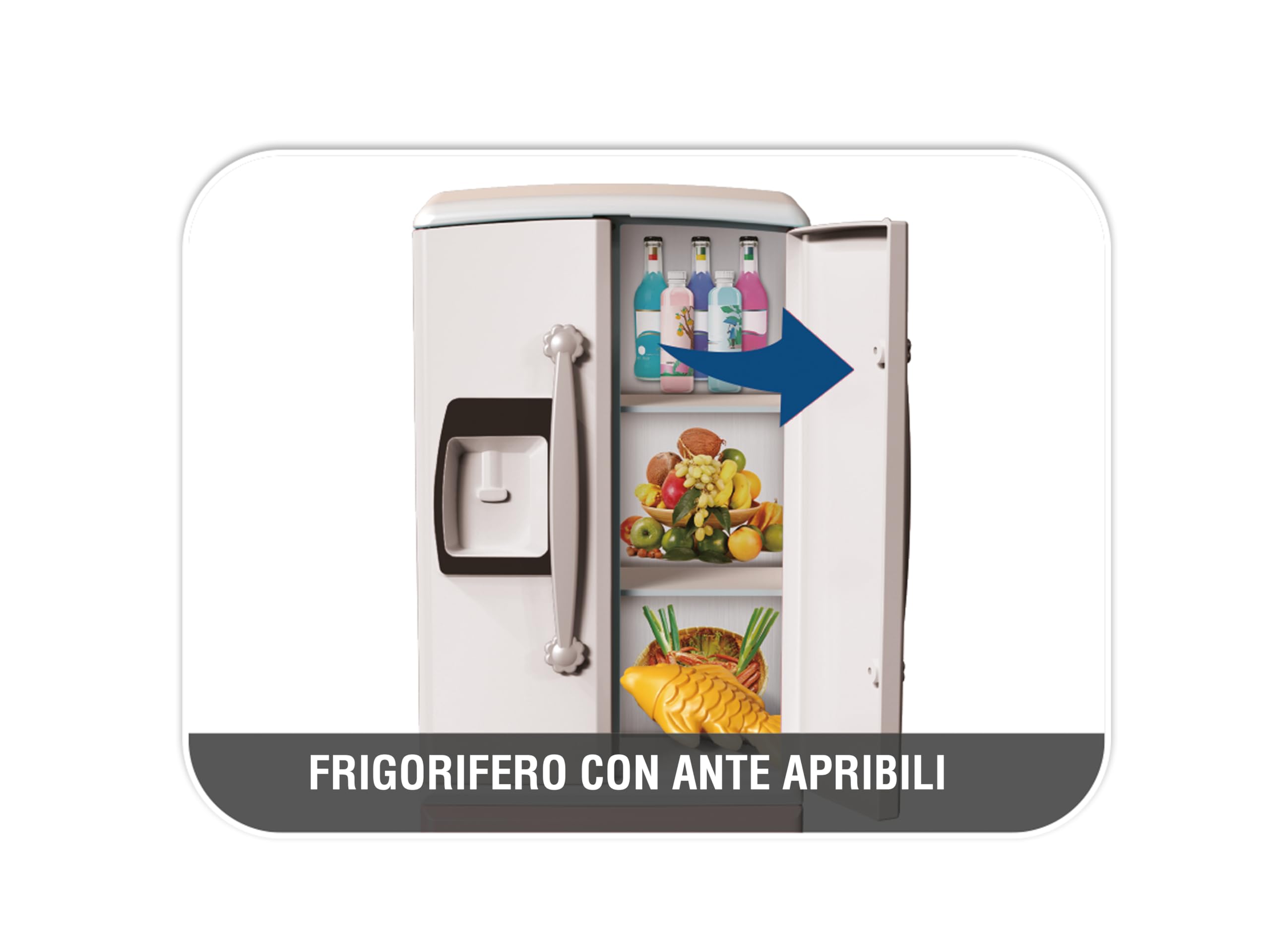 Teorema - Set Accessori da Cucina, Giocattolo per Bambini con Frigorigero, Fornello Luci e Suoni, e Accessori