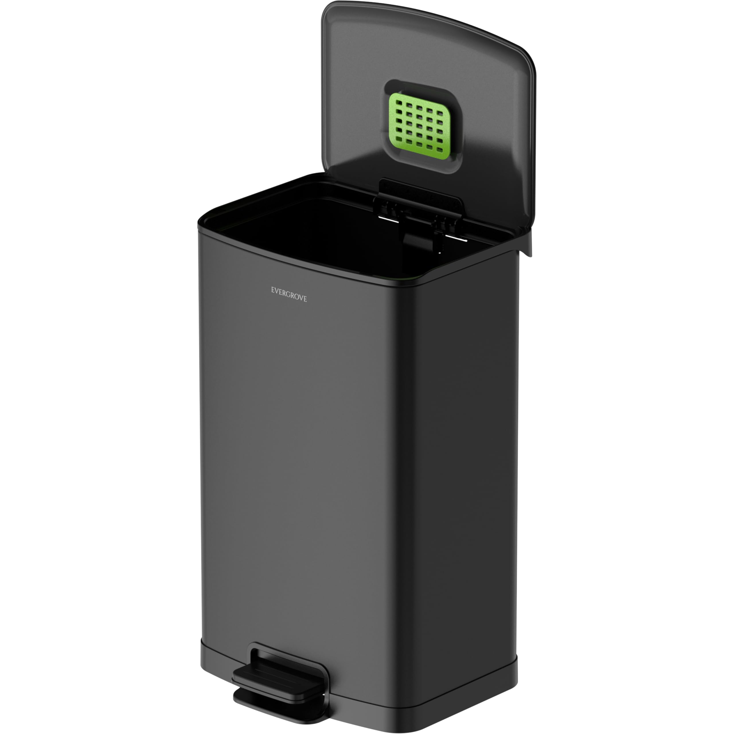 EverGrove Recycling Edelstahl-Mülleimer mit Fußpedal (Schwarz, 50, Liter) | Treteimer‑Pedal, Soft‑Close Deckel, herausnehmbarer Inneneimer und Mülltrennungssystem